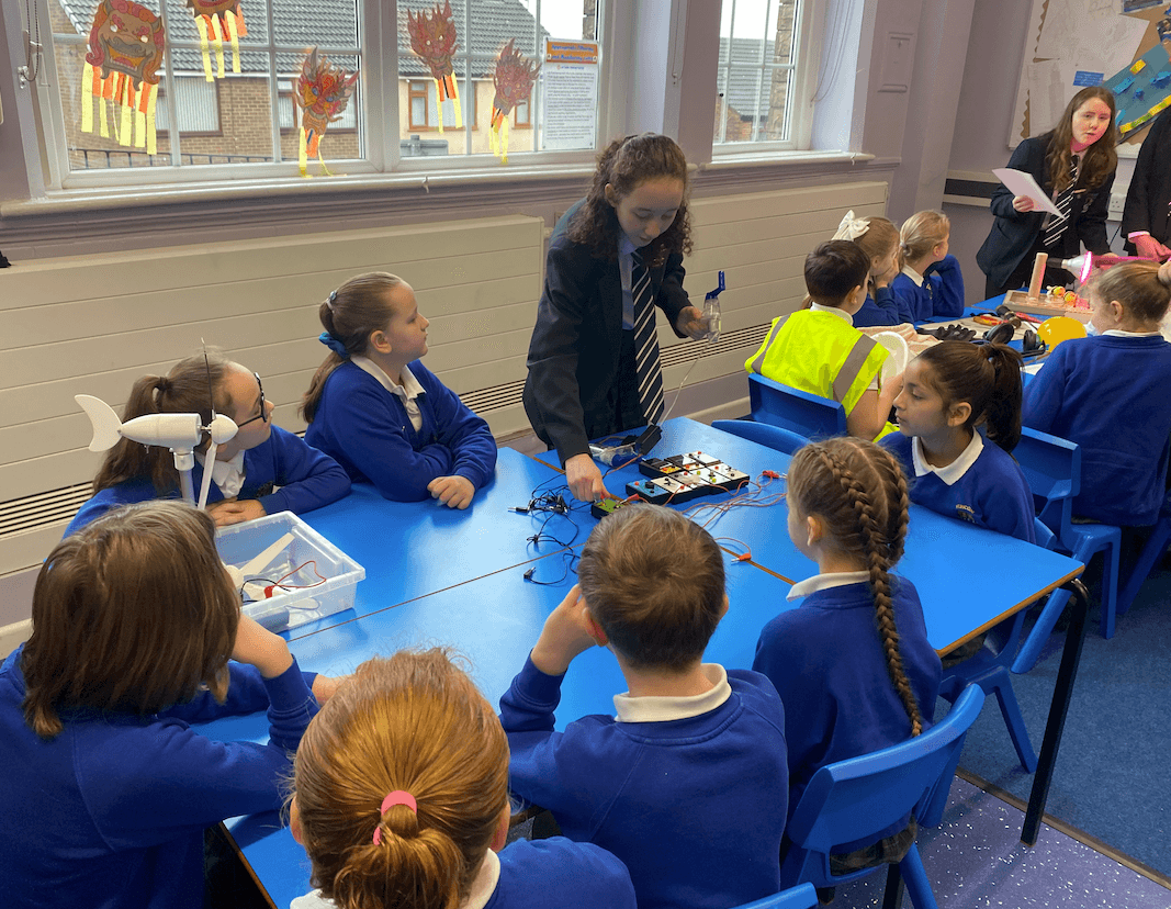 Secondary student teaches primary students about the energy mix