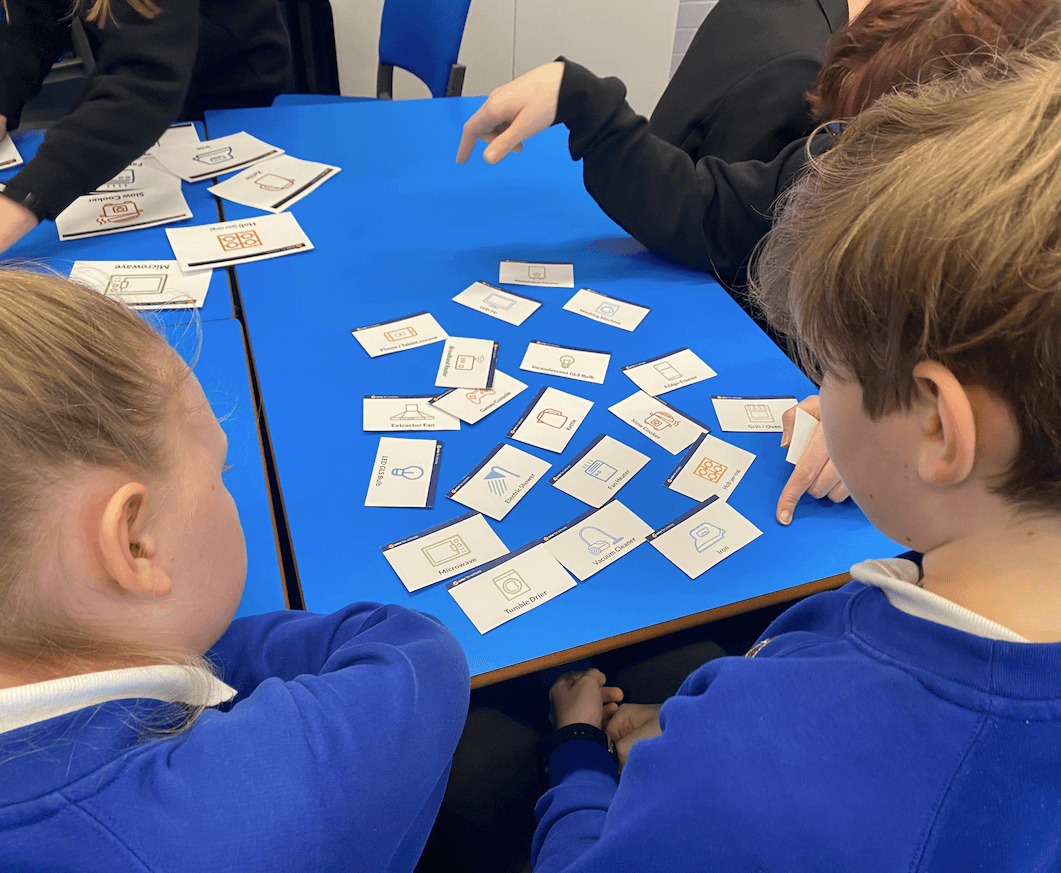 Primary students using our Energy Appliance Cards