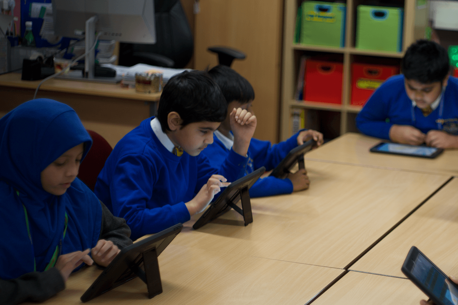 adderley students with app