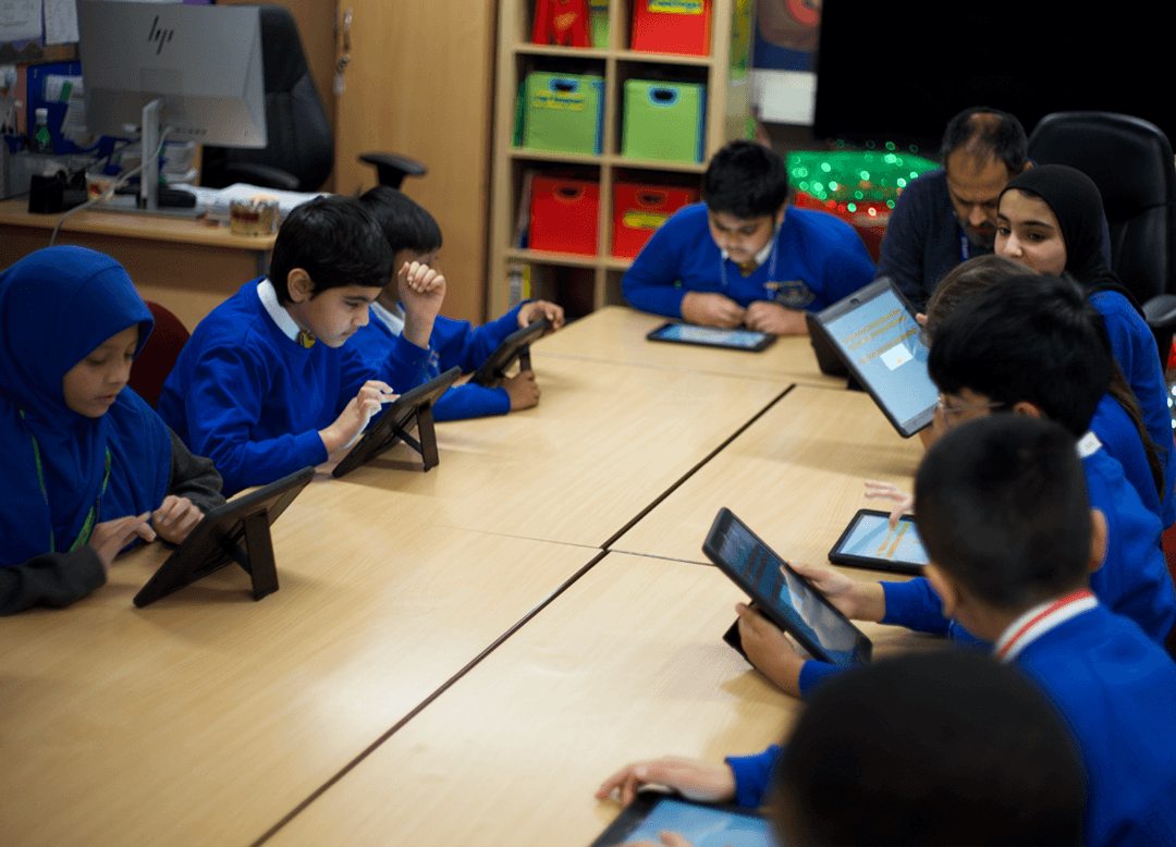 adderley students with app